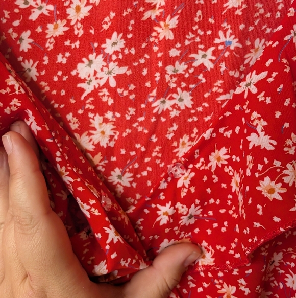 SHEIN Curve Women’s 3XL Red Floral Cold Shoulder Ruffle Mini Dress - Picture 6 of 10